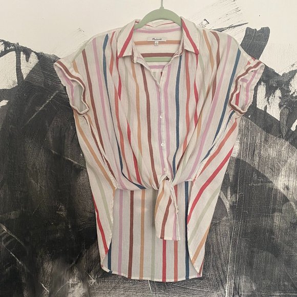 Madewell | Gauze Central Tunic Shirt in Rainbow Stripe | Small - Picture 7 of 11